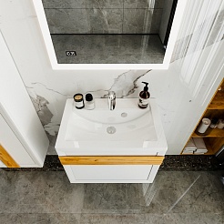 Бриклаер Тумба с раковиной Берлин 70 белая с ручкой дуб золотой – фотография-3